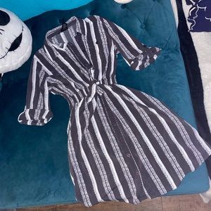 Stripped Tie Dress Grey and White Business casual office wear